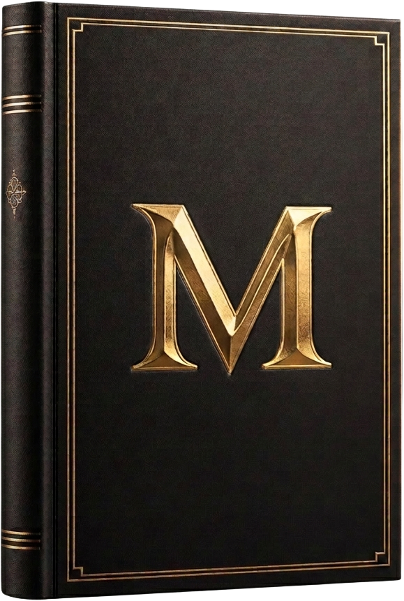 MenzTraining Manual, black leather book with a gold M