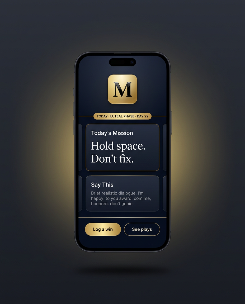 MenzTraining app showing today's mission for the luteal phase